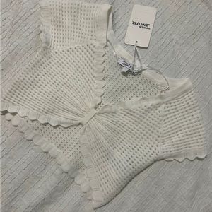 White Knit Scalloped Shirt